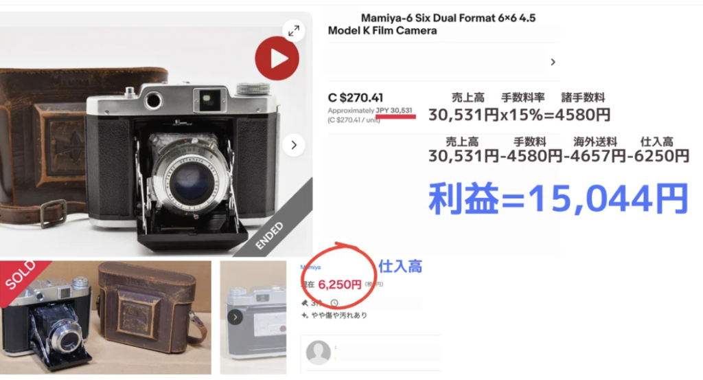 過去に販売した具体的な事例-利益15,044円