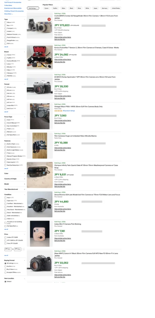 eBayで売れているカメラ